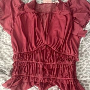 Pink ruffled crop top
